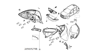 Catadioptru Reflectorizant Bara Spate Partea Dreapta Dacia Logan 2 Facelift 10.2017- ; Sandero 01.2017- ; Original 265605279r