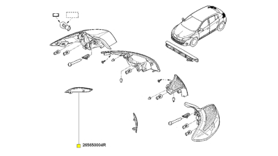 Catadioptru Reflectorizant Bara Spate Partea Stanga Renault Megane 3 2008-2016; Fluence 2010-; Original 265650004r