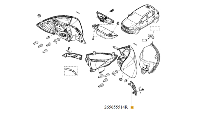 Catadioptru Bara Spate Partea Stanga Dacia Logan 2 Facelift 12.2016; Renault 265655514r, Lampa Spate