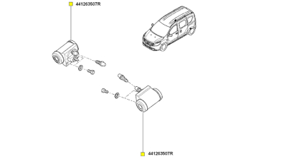 Cilindru Receptor Frana spate aluminiu (sistem franare BOSCH) Dacia Dokker 2012-; Duster 2010-2017; Lodgy, Logan 2004-2018; Sandero 2008-2018; Renault Captur, ZOE, Kangoo; Mecedes Citan;, 441263507R,  piesa originala OE