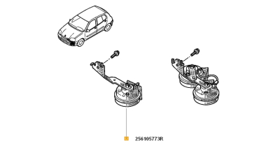 Claxon 12V Renault Clio Ii Trafic, Opel Vivaro; avertizor sonor; 1 buc. 256105773R,  piesa originala OE