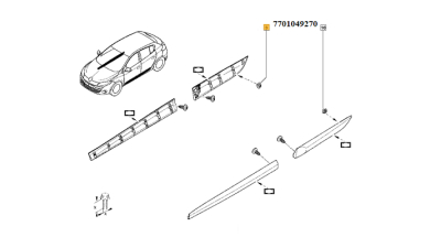 Clips, agrafa fixare bandou lateral Renault Megane 3; Citroen C2, C3; Jumper, Jumpy, Saxa, Fiat Ducato, Stilo, Peugeot 106, 206, 207; 306, 307; Boxer, Expert, 7701049270,  piesa originala OE