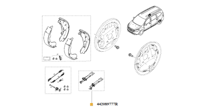 Colectie Arcuri Frana, kit reglare saboti Dacia Lodgy 2012-; Renault, 442089777R,  piesa originala OE