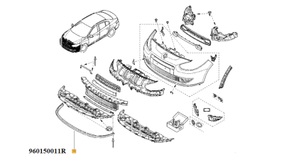 Spoiler bara fata Renault Fluence (L30) 01.2010-01.2013, 960150011R,  piesa originala OE