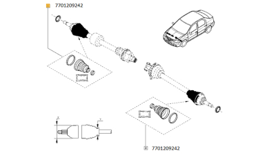 Colectie Burduf planetara (fi: 23/81) (lungime 103mm) (set) DACIA LOGAN, LOGAN EXPRESS, LOGAN MCV; RENAULT CLIO III, KANGOO, MODUS motorizare 1.2-2.0. 7701209242,  piesa originala OE