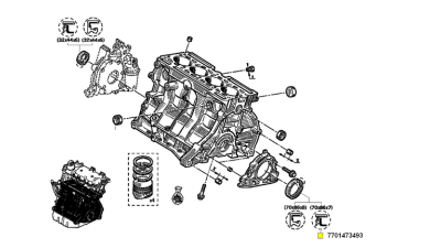 Simering arbore cotit spre cutia de viteze (70X86X7) DACIA LOGAN, SANDERO; NISSAN KUBISTAR; RENAULT CLIO II, KANGOO, MODUS, THALIA I, TWINGO I, WIND 1.2 07.98-, 7701473493,  piesa originala OE