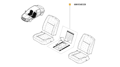 Colectie Perna Electrica scaun fata Dacia Logan 2004-2012, Sandero 2008-2012; rezistenta incalzire scaune, 6001548328,  piesa originala OE