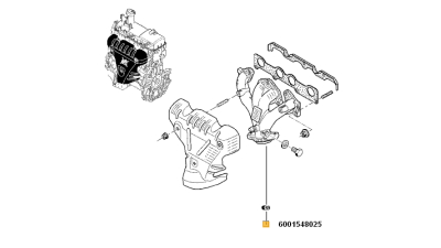 Colector Esapament Dacia Logan 2004-2012, Sandero 2008-2012 motorizari 1.2/ 1.4 si 1.6 mpi; galerie, 6001548025,  piesa originala OE