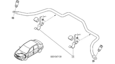 Colier fixare Bucsa Bara Stabilizatoare Dacia Logan 2004-2012, Logan MCV 2007-, Express/VAN; Sandero 2008-2012; brida bara torsiune, 6001547139,  piesa originala OE