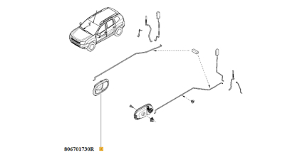 Maner usa interior fata/spate patea dreapta CROM Dacia DUSTER 2010-2018; LOGAN FACELIFT 2009-; SANDERO; DOKKER; LODGY, 806701730R,  piesa originala OE