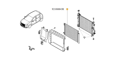 Radiator clima, condensator climatizare Dacia Dokker 2012-, Duster 2010-, Lodgy 2012, Logan 2012-, Sandero 2012-; Renault Captur 2013-, Clio 2012-, Sandero 2012-, Twingo 2014-, 1.2, 1.5 dCi, Original, 921006843R
