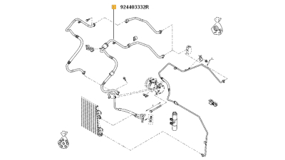 Conducta clima aer conditionat; Compresor-Vaporizator Dacia Logan berlina/ Logan MCV/Pick-up 04.2011-12.2011 motor 1.5 dci;, 924403332R,  piesa originala OE