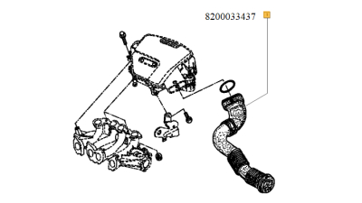 Conducta Admisie Aer Dacia Solenza motor 1.9 diesel; Renault Clio 2; Kangoo, furtun, 8200033437,  piesa originala OE