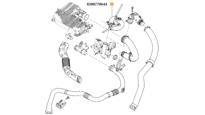 Conducta Aer Iesire Turbocompresor Furtun turbo Dacia Logan 2004-, Sandero I 2008- motor 1.5 dci EURO 3; RENAULT Clio II, Kangoo 03/98-07/02 motor 1.5dCi, 8200770644,  piesa originala OE