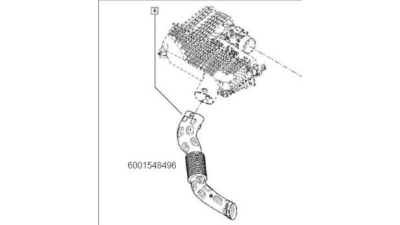 Conducta Aer Intrare Filtru aer Dacia Logan 2004-2012; Sandero 2008-2012 motor 1.5 dci; furtun, 6001548496,  piesa originala OE