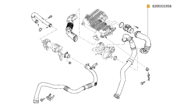 Conducta Aer Intrare Turbocompresor 8200331958 Dacia Duster, Logan, Logan Express, Logan Mcv, Sandero; Renault Clio Ii, Kangoo, Kangoo Express, Logan I, Thalia I, Thalia Ii, Twingo Ii 1.5d 02.03-, Furtun Turbo