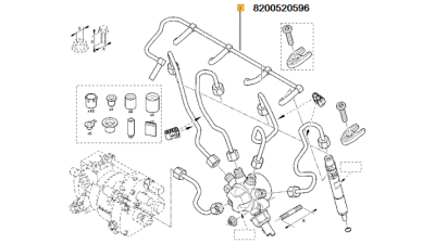 Conducta Retur Injector - Pompa Injectie DACIA DOKKER, DUSTER, LODGY, LOGAN, SANDERO motor 1.5 dci; RENAULT CLIO II, CLIO III, CLIO IV, KANGOO, LAGUNA III, Megane III, MODUS, SCENIC II, SCENIC III, TWINGO II, 8200520596,  piesa originala OE
