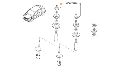Cupela Ricoseu (Saiba) Amortizor Dacia Dokker, Dokker Express, Duster, Lodgy, Logan, Logan Express, Logan Ii, Logan Mcv, Logan Mcv Ii, Sandero, Sandero Ii; Renault Logan I, Logan/Stepway Ii 0.9-1.6lpg 09.04-