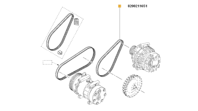 Curea Transmisie Canelata 4pk715 Dacia Logan, Sandero motor 1.4, 1.6 (-Ac -Servo), Daewoo Matiz, a Renault 8200211651; PEUGEOT 205 305 309 405, 8200211651,  piesa originala OE