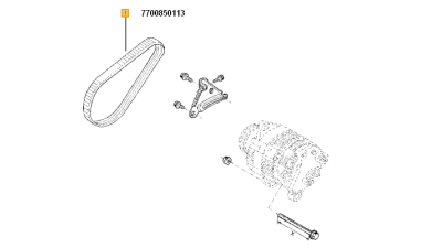 Curea Transmisie Canelata 3pk715 Dacia SuperNova Solenza motor 1,4, Renault 19 CLIO MEGANE RAPID motor 1.2/1.4/1.6, 7700850113,  piesa originala OE