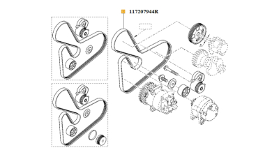 Curea Transmisie 7pk1795 RENAULT LAGUNA, LAGUNA II, LAGUNA III, MASTER II, TRAFIC II, VEL SATIS motorizari 1.9D-2.5D, 117207944R,  piesa originala OE