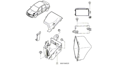 Cutie pentru blocul de Sigurante fuzibile Motor - Fara Capac - Dacia Logan 2004-2007, 6001548525,  piesa originala OE