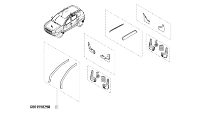 Set paravaturi usi fata Dacia Sandero 2008-2012, Duster 2010-2018 Deflector Aer Fata Renault, 2 buc, 6001998298,  piesa originala OE