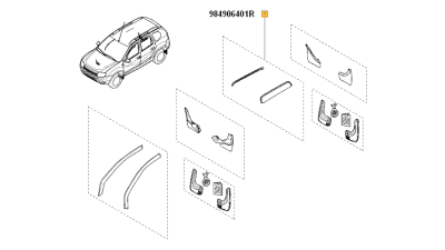 Deflector Aer Spate Dacia Duster 2010-2018, Paravanturi Usa Spate Stanga+Dreapta, 2 Buc. , Originale