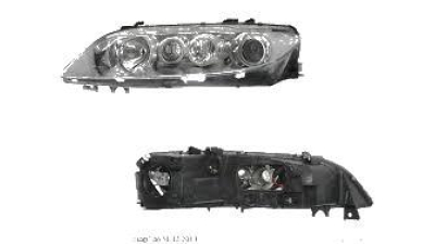 Far Mazda 6 06.2002-04.2005 TYC stanga fata, tip bec H1+H1, culoare rama argintiu reglaj electric