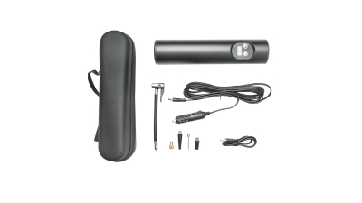 Compresor aer portabil negru 12,4V baterie 6000am reincarcabila 250x56x47mm cu accesorii