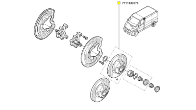 Disc Frana Spate cu Rulment 280mm NISSAN PRIMASTAR 2002-2010; OPEL VIVARO A 2001-2014; RENAULT TRAFIC II 2001-2014, 7711130076,  piesa originala OE
