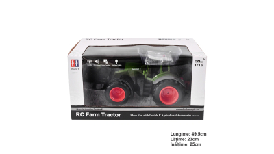 Jucarie tractor cu telecomanda doubleE RC 1:16 2.4 Ghz, lumini, sunete 25m raza de actiune 2.16 km/h viteza
