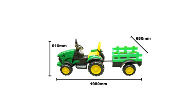 Tractor electric cu remorca pentru copii jucarie 1980x650x610