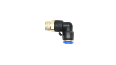 Mufa reductie rapida cotita din plastic pentru furtun fi 8mm si filet metalic 1/4