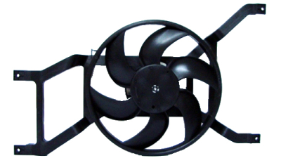 GMV radiator Electroventilator Dacia Logan 2004-2012 1.5 dCi (48/50/62kw) fara AC , Sandero 2008-2012 1.5DCI (50/55/63/66kw fara AC) 120W, 2pini, 295mm, suport plastic