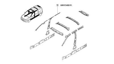 Dublura Brancarda dreapta usa spate Dacia Logan MCV 2007-2012, Express 2008-, 6001548815,  piesa originala OE