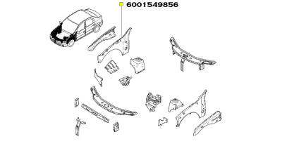 Dublura stalp Fata Dreapta Dacia Logan 2006-2012, Logan MCV 2007-2012, 6001549856,  piesa originala OE