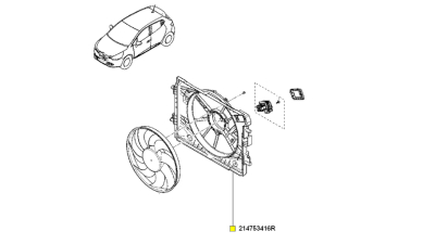 Suport GMV ELECTROVENTILATOR Racire Motor DACIA DOKKER, LODGY, LOGAN II, LOGAN MCV II, SANDERO II; RENAULT CAPTUR I, CLIO IV 0.9-1.6LPG 03.2012-, carcasa, 214753416R,  piesa originala OE