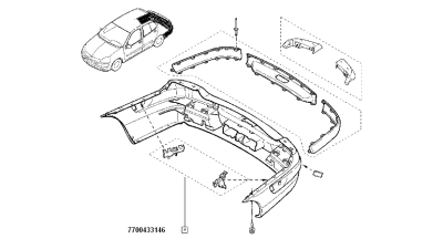 Element Fixare Bara Spate Renault Clio 2 1998-2003 Stanga/Dreapta