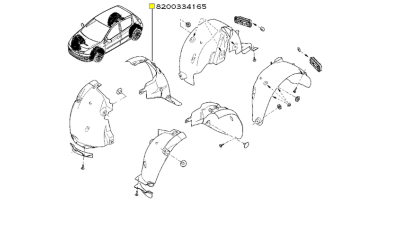 Carenaj Protectie Pasaj Roata punte fata partea din spate Renault Clio III 2005-2014; partea dreapta, 8200334165,  piesa originala OE