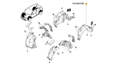 Carenaj Roata punte Spate partea Stanga Renault Clio 4 2017-2019 Renault 767498752R, 767498752R,  piesa originala OE