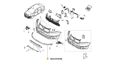 Element Aerodinamic Bara Fata, spoiler Dacia Logan 2 201-2017; Sandero II 2012-2017, 960155505R,  piesa originala OE