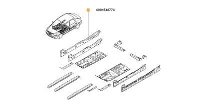 Element Inchidere Bavolet Dacia Logan MCV 2004-2012; Logan EXpress, Pick-up 2006-; orn . prag partea dreapta, 6001548774,  piesa originala OE