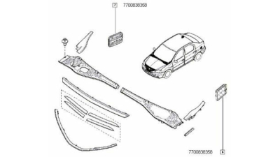 Extractor Aer (Priza Aer Portbagaj) Dacia Logan 2004-2012, Logan MCV, Pickup; Logan II 2012- Duster 2010-2018 Sandero 2008-2018, 7700838358,  piesa originala OE