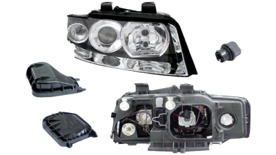 Far Audi A4 (B6) 11.2000-11.2004, TYC 20-0008-05-2, partea stanga, tip bec H7+H7 electric, cu soclu bec, fara motoras