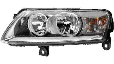 Far Audi A6 (C6) Sedan/Avant 05.2004-10.2008; TYC 20-0686-05-2, partea stanga tip bec H1+H7 fara motoras, reglare electrica