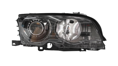 Far Bmw Seria 3 (E46) Coupe/Cabrio 05.1999-09.2001 TYC fata dreapta tip bec D2S+H7, reflector negru , xenon cu motoras, fara bec