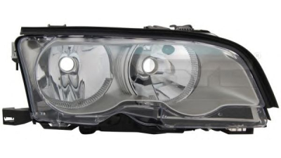 Far Bmw Seria 3 (E46) Coupe/Cabrio 07.2001-03.2003 BestAutoVest fata dreapta reflector negru, tip bec H7+H7 fara motoras