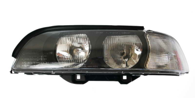 Far Bmw Seria 5 E39 01.1996-08.2000 TYC fata stanga tip bec H7+HB3 , semnalizare alba cu motoras