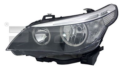 Far Bmw Seria 5 (E60/E61), 06.2003-03.2007, electric , tip bec H7+H7 , are motoras, omologare ECE , semnalizare alba, Stanga
